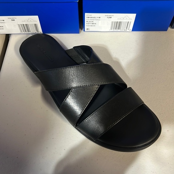 Vince Camuto Men’s BLACK Waely Criss Cross Slide Leather Upper Sandal NEW NIB - Picture 4 of 13
